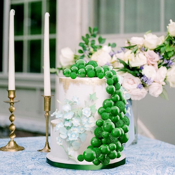 60Pcs Glitter Cake Balls Decorations Foam Cake Topper Balls Mini Balloon Cupcake Toppers for Cake Decorating Birthday Baby Shower Party (Glitter Green)