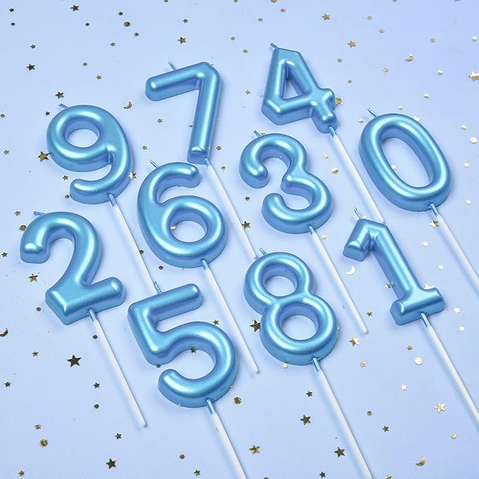 PHD Cake 2.76 inch Classical Blue 6 Number Birthday Candles, Party Celebration