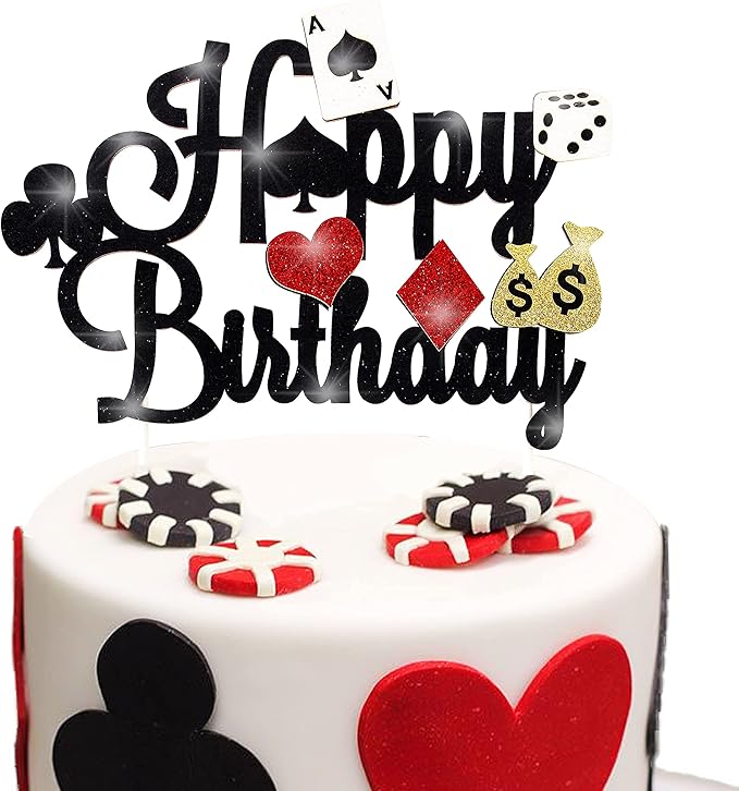 33pcs Casino Poker Party Decorations,Poker Theme Birthday Cake Cupcake Topper for Las Vegas Casino Night Poker Events Birthday Supplies Casino Poker Theme Cake Topper Food Picks Decoration Supplies