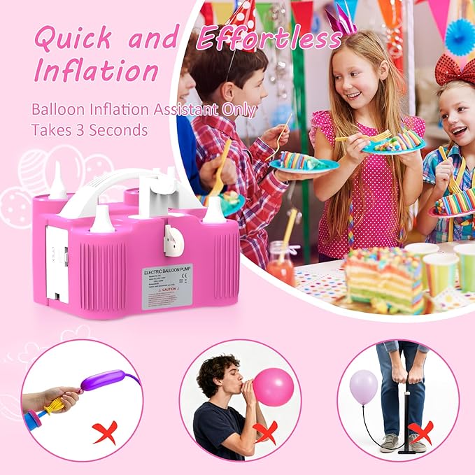 4-in-1 Balloon Pump Electric Balloon Pump Inflador De Globos Electrica Sports Balls Pump for All Balloons Latex Foil 260q Mylar Balloon, Air Cushion Pool Float Yoga Ball Inflator Balloon Machine