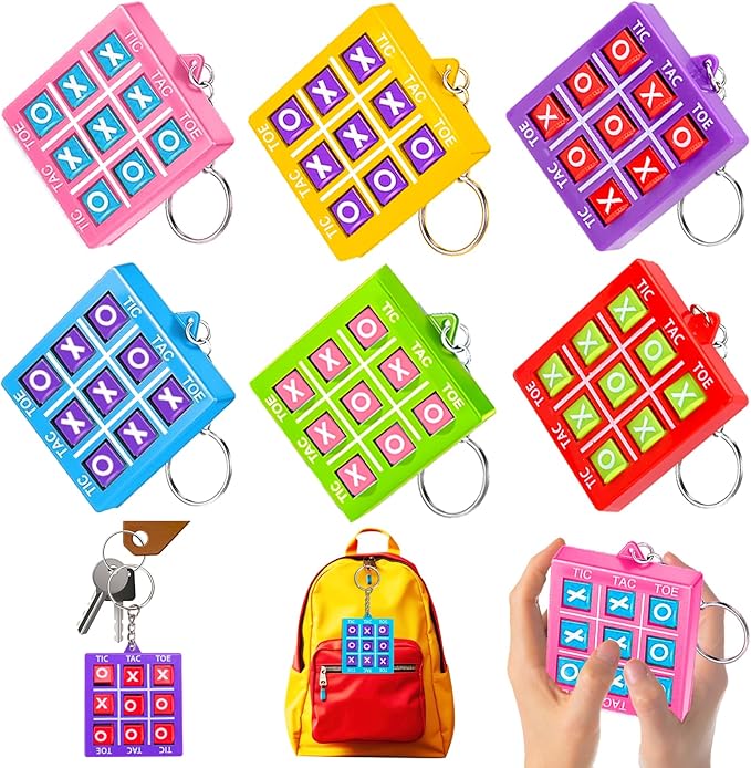 24PCS Tic Tac Toe Game Birthday Summer Party Favors Goodie Bags Stuffers for Kids 3-5 4-8 8-12 Classroom Treasure Chest Carnival Prize Box Toys Bulk Keychain Pinata Filler Return Gifts for Girl Boy