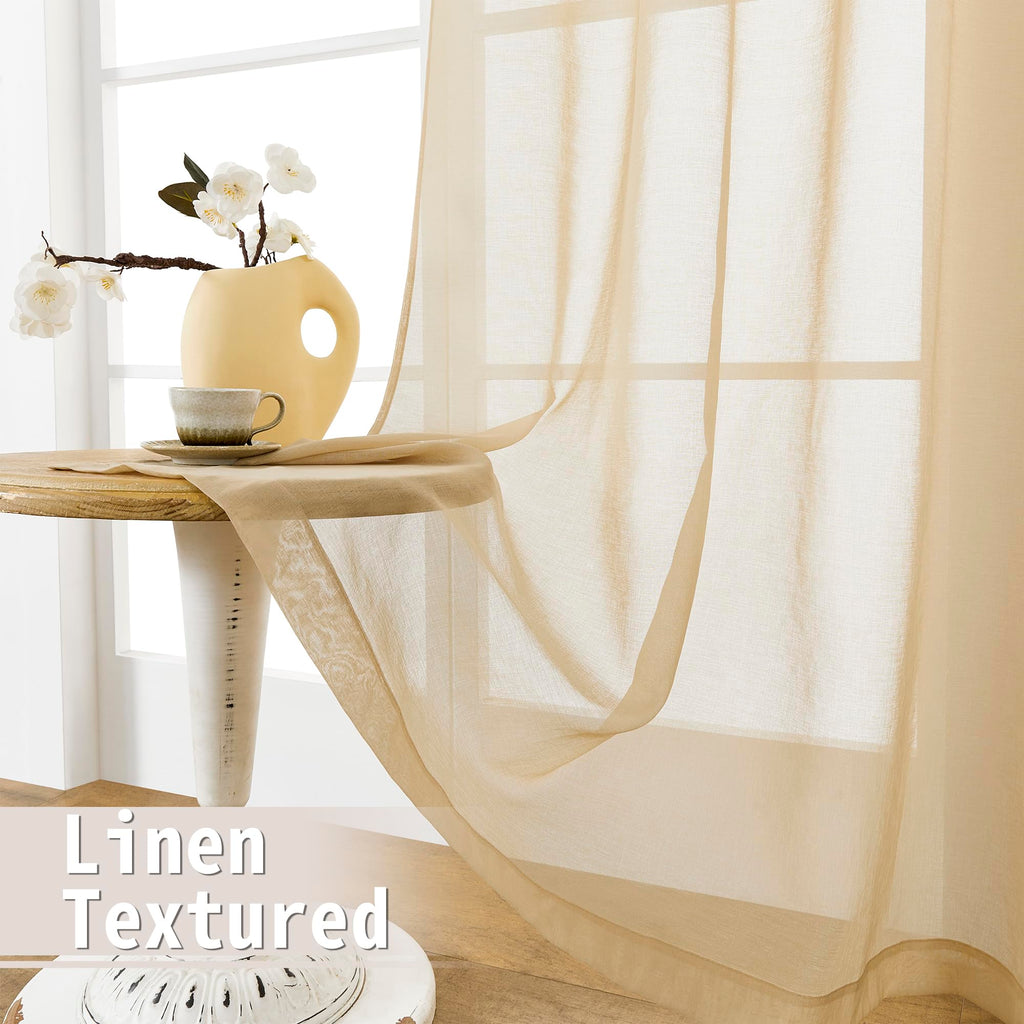 Sheer Door Curtains Closet Linen Textured Curtain Sheers Doorway Light Filtering Voile French Doors Rod Pocket Curtains Patio Glass Door
