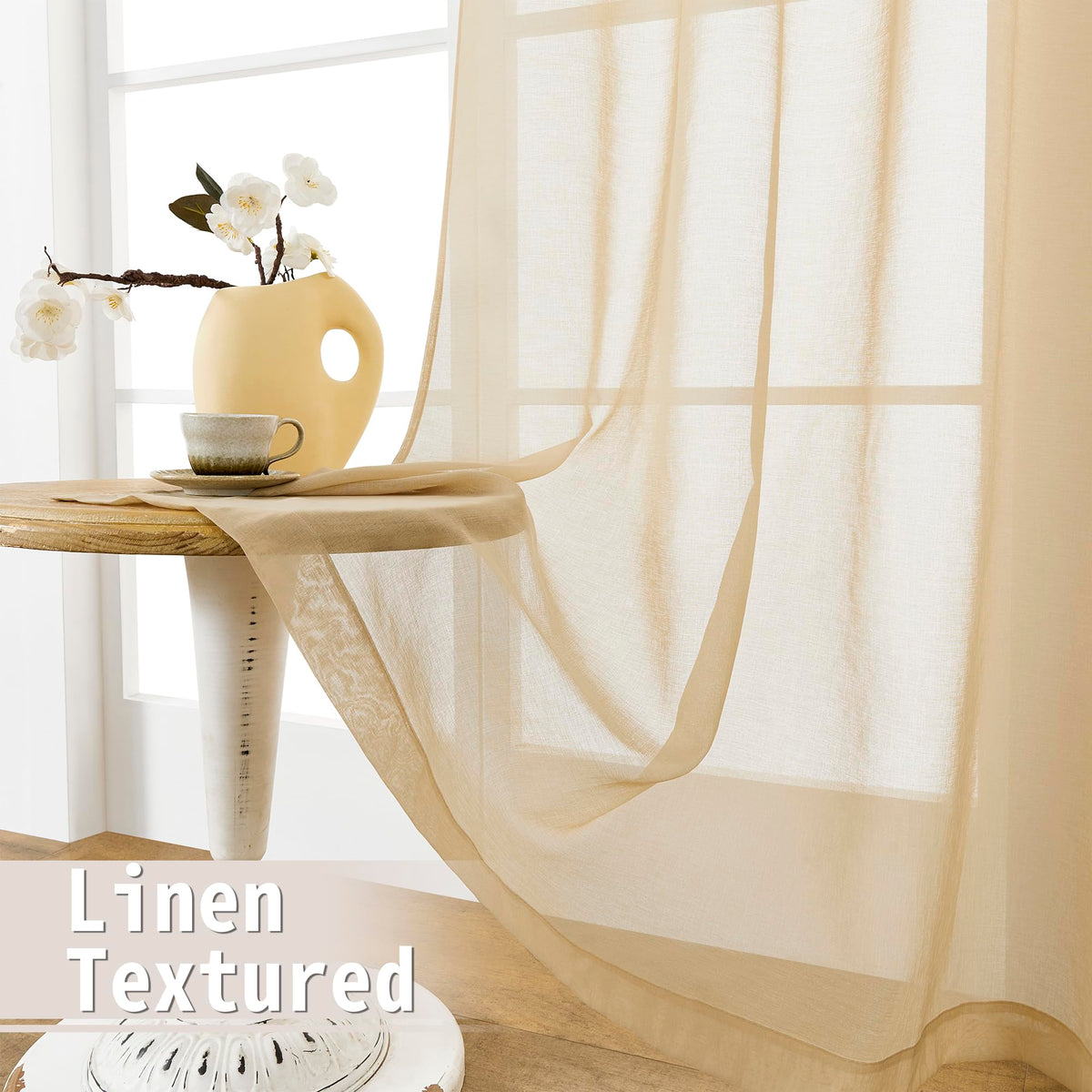 Sheer Door Curtains Closet Linen Textured Curtain Sheers Doorway Light Filtering Voile French Doors Rod Pocket Curtains Patio Glass Door