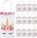 SATINIOR 12 Packs Unicorn Party Favor Bags, Unicorn Goodie Treat Gift Candy Bags with Handle Theme Goody Bag for Birthday Party Suppliers Baby Shower