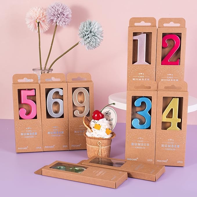 PHD CAKE 2.76 Inch Modern Pink 0 Number Birthday Candles, Pink Number Candles, Cake Number Candles, Party Celebration