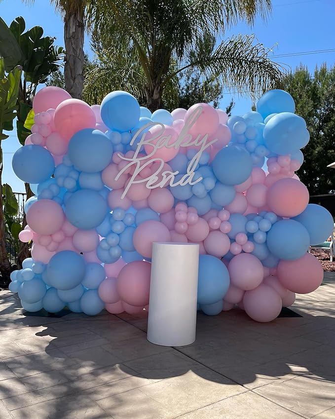 134Pcs Pink and Blue Balloon Garland Arch Kit - Perfect for Gender Reveal, Baby Shower, Birthday Party & Anniversary Decorations - Latex Balloons for Boy or Girl Celebrations (No Box)