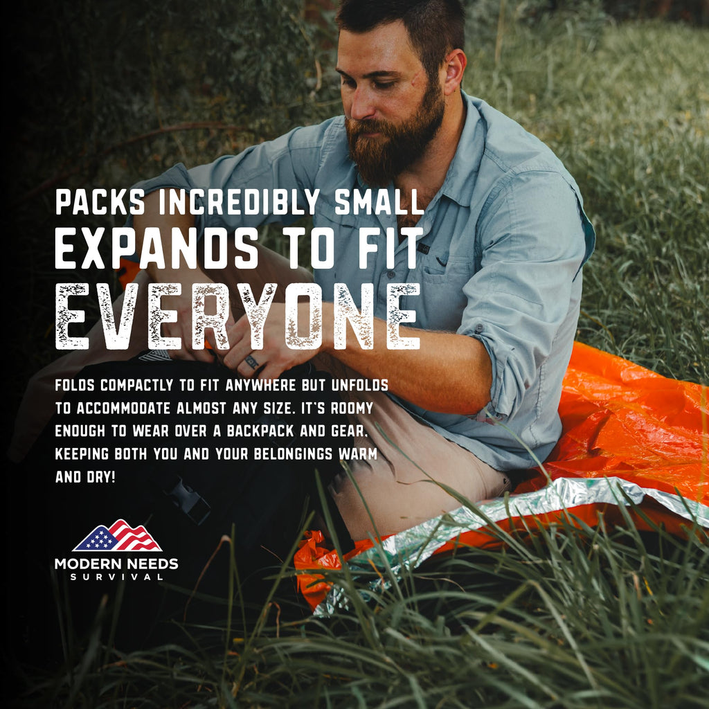 MODERN NEEDS Emergency Sleeping Bag Survival – Thermal Blanket & Bivy Sack | Emergency Bivy & Survival Blanket | Outdoor Sleeping Bag & Hiking Bag | Sleeping Bags for Adults | 1 Pack