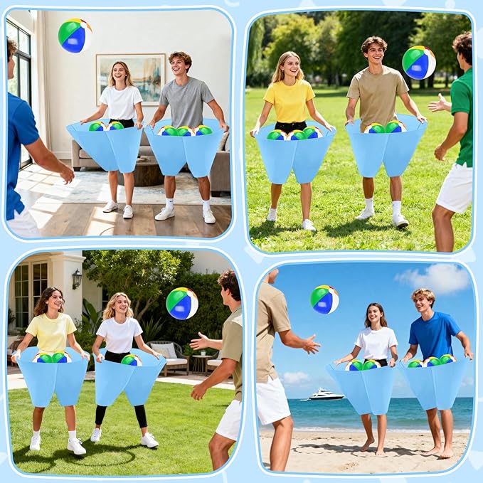Granny Pants Game with Bouncy Balls and 1 Air Pump (Random Colors), Granny Pants Outdoor Game Baby Shower Funny Party Game for Adults & Families, Big Pants Ball Game Granny Pants Yard Game