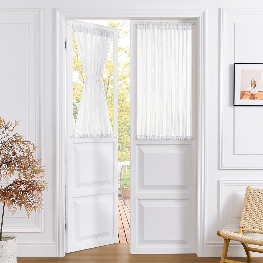 Sheer Door Curtains Closet Linen Textured Curtain Sheers Doorway Light Filtering Voile French Doors Rod Pocket Curtains Patio Glass Door
