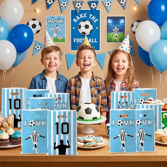 JuPelozak Soccer Party Favor Bags - 50pcs Football Themed Goodie Bag, Candy Cookies Gift Decor for Boys Teens Adult, Birthday Holiday Celebration Decorations Supplies for 2026 Sport Competition Event