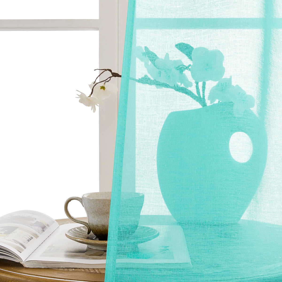Sheer Door Curtain Closet Linen Textured Curtain Sheers Doorway Light Filtering Voile French Door Rod Pocket Curtains Patio Glass Doors