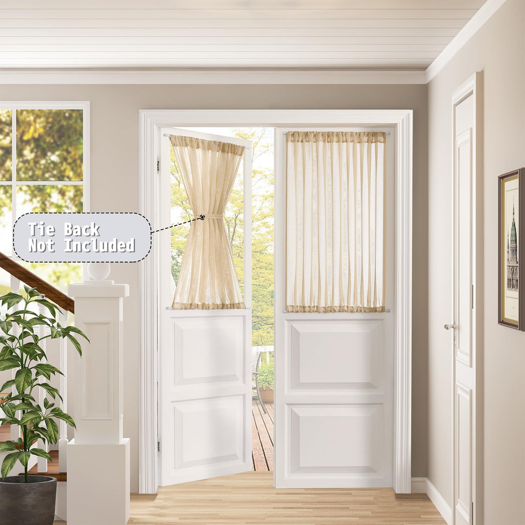 Sheer Door Curtains Closet Linen Textured Curtain Sheers Doorway Light Filtering Voile French Doors Rod Pocket Curtains Patio Glass Door