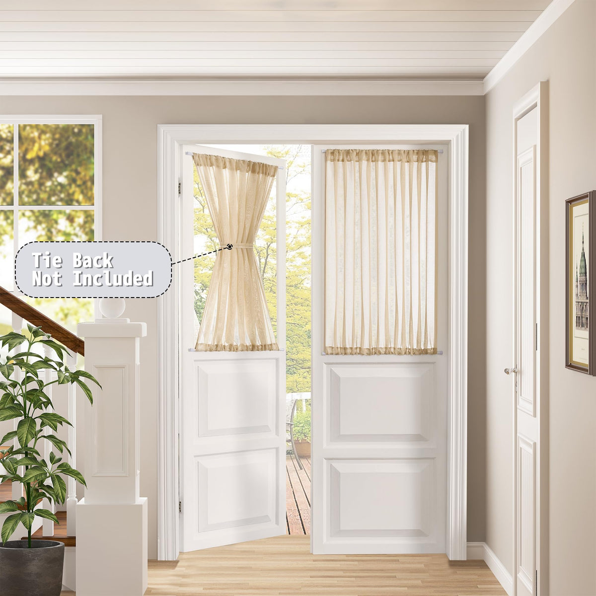 Sheer Door Curtains Closet Linen Textured Curtain Sheers Doorway Light Filtering Voile French Doors Rod Pocket Curtains Patio Glass Door