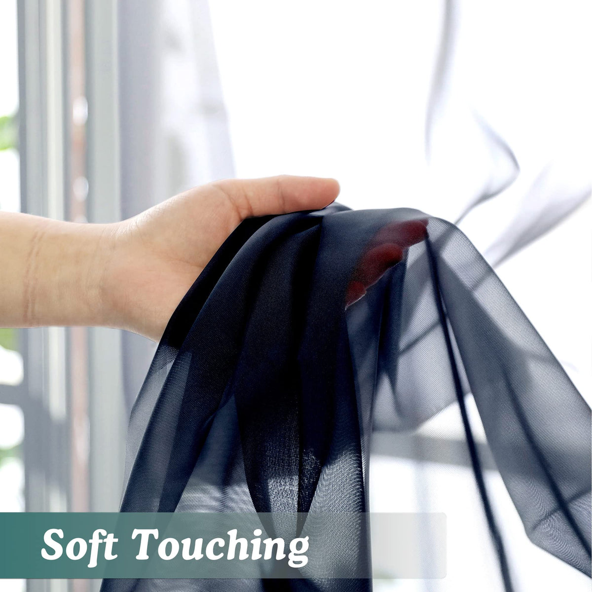 Navy Blue Sheer Curtains 78 Inches Long 2 Panels Set for Living Room (2 Count)