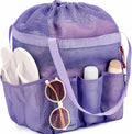 Fammart Mesh Shower Caddy Portable with Drawstring, Dorm Room Essentials for College Girls Guys, 8-Pocket Large Shower Bag Basket Tote for Camping Beach Gym Travel Toiletry Bathroom