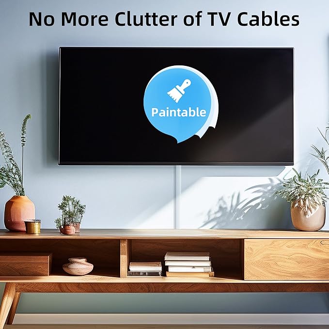 Delamu 63in Cord Hider, Cord Covers for 1 Wire, Paintable Cable Hider, Wire Covers for Cords on Wall, Wire Hiders for TV on Wall, Cable Cover Cable Management, W0.59in H0.40in
