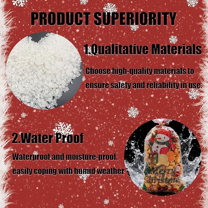 EatnMgan 200Pcs Christmas Cellophane Treat Bags,Cellophane Bags,Santa Claus Goodie Candy,Xmas Party Favors Bags Cellophane Candy bags with 220Pcs Twist Ties for Christmas Party Supplies