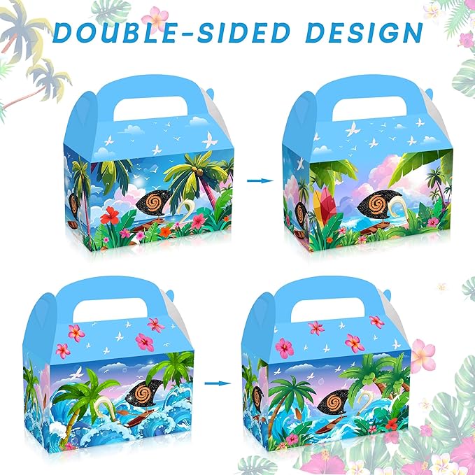 JeVenis 12 PCS Hawaii Party Treats Goodies Candy Gift Box Hawaii Birthday Party Supplies Hawaii Party Favors Treat Goodies Sweets Favors Bags Boxes for for Birthday Halloween Luau Party Decorations