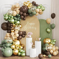 Sage Green Brown Nude Gold Balloon Garland Arch Kit, 167Pcs Latex Balloons Different Sizes 18 12 10 5 inch for Woodland Birthday Safari Jungle Baby Shower Graduation Gender Reveal Party