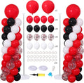 Red and Black White Balloon Column Stand Kit Set of 2 with 135PCS Red and White Black Balloon Arch Kit Balloon Towers for Valentine's Day Graduation Casino Night Cars Birthday Party Decorations