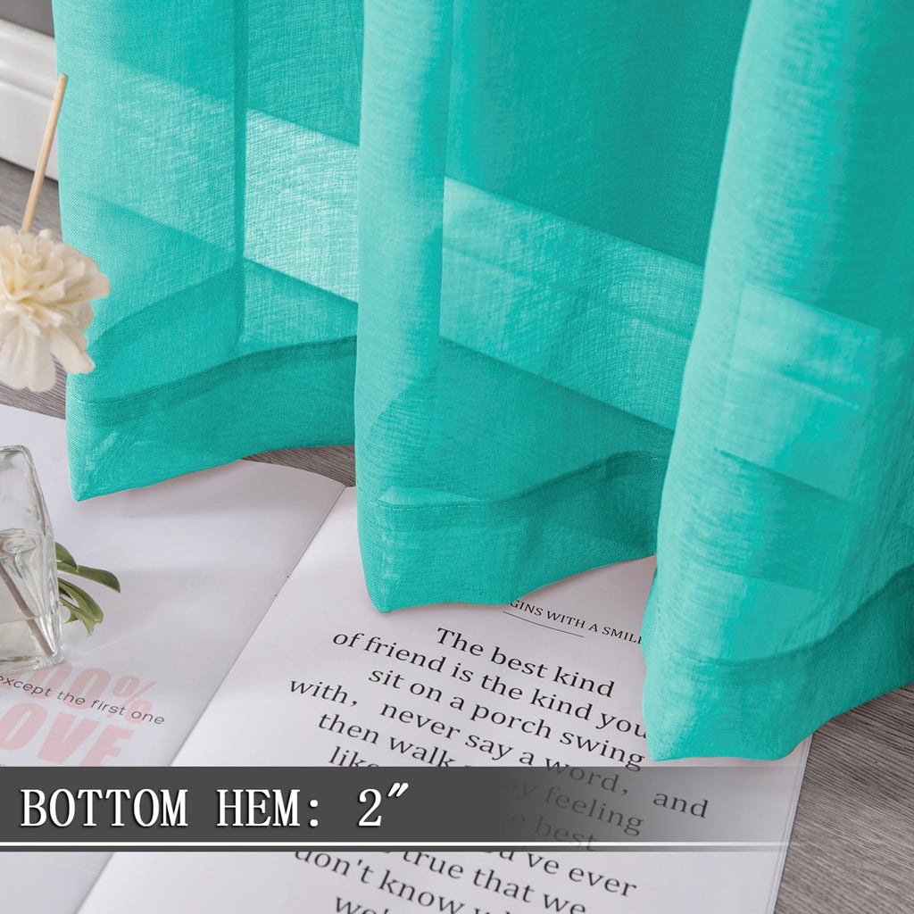 Sheer Tier Curtains Kitchen Linen Textured Half Curtain Sheers Light Filtering Rod Pocket Voile Bathroom Short Curtains for Farmhouse (2 Count)