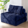 MAXYOYO Folding Sofa Bed, Convertible Chair with Pillow Foldable with Back Support, Portable Fold Out Chair Bed Comfy Floor Sofa Lounge for Living Room Bedroom, Navy, Single