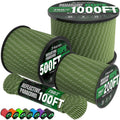 TRIBERION Reflective Paracord Rope 750 lb - 50ft 5/32" Parachute Cord 4MM 12-Strand para Cord - Heavy Duty Spool String for Survival,Camping Gear, Survival Bracelet, Clothesline - Army Green