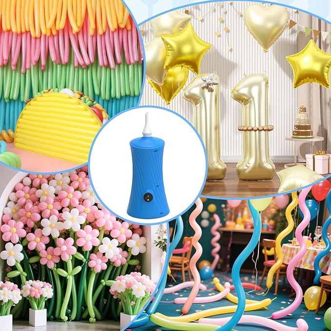 206 Balloon Pump Electric Air Pump for Long Balloon Inflator Blower for Foil Twisty Animal Balloons for Birthday Party Celebration Balloons Decorations