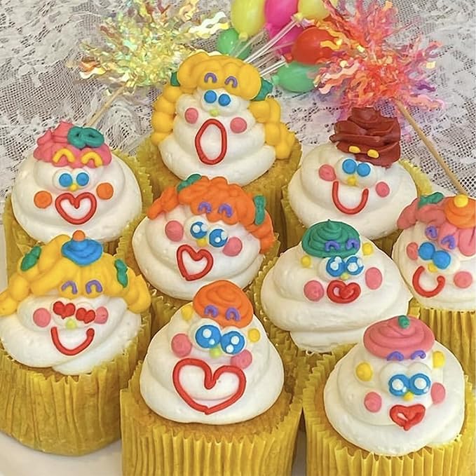 14PCS Foil Firework Cupcake Toppers, 7 Color Happy Birthday Cake Toppers, Sparkle Tinsel Flower Drink Stirrers Cocktail Food Fruit Toothpicks for Cake Decoration Party Supplies