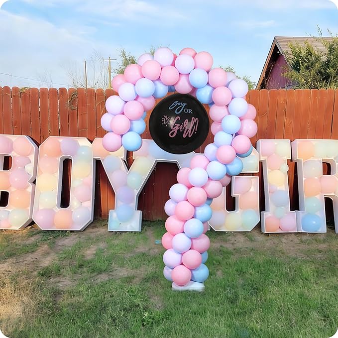 YALLOVE Metal Question Mark Balloon Stand for Baby Gender Reveal, 6.56 Feet Balloon Arch Frame for Boy or Girl Party Decoration