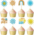 Here Comes the Son Cupcake Toppers, 48 PCS Here Comes the Son Baby Shower Decorations, Glitter Sun Themed Cupcake Party Decorations, Cupcakes Picks Food Picks for Baby Shower Party, Birthday, Wedding