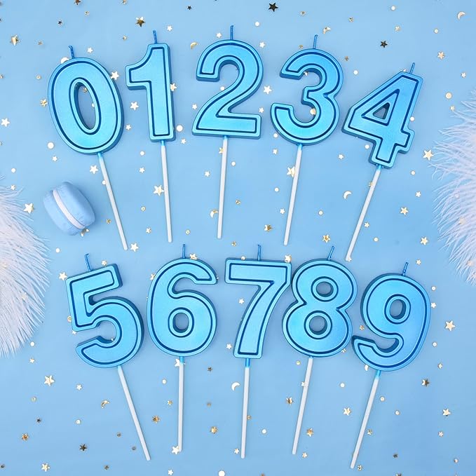 PHD CAKE 2.76 Inch Luxe Blue 6 Number Birthday Candles, Blue Number Candles, Cake Number Candles, Party Celebration