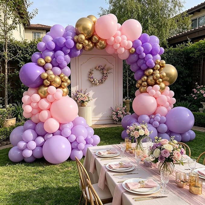 Purple Balloons 125 pcs Lavender Balloons Light Purple Balloon Different Sizes of 18 12 10 5 Inch Pastel Purple Balloon Arch Kit Balloon Garland for Birthday Party Baby Shower Wedding