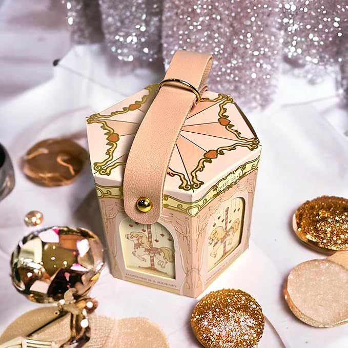 FavorsXtra - 10 Pcs Party Favor Boxes, Treat Containers, Candy Boxes, Favors boxes for a Wedding, Birthday, Baby, or Bridal shower, Full Moon Design Box. (Pink)