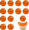 24Pcs Basketballs Cupcake Toppers Foam Sports Ball Cupcake Picks for Baby Shower Kids Basketball Theme Birthday Party Cake Decorations Supplies