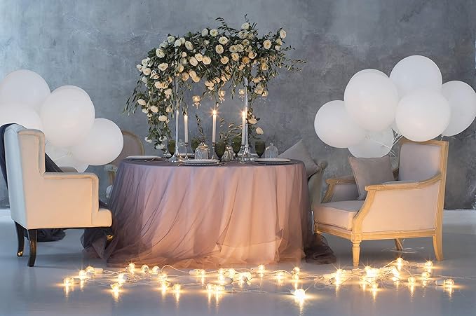 Treasures Gifted Solid White Balloons 72 Pack - 12 Inch Latex Matte White Balloons - Party Supplies - Globos Blanco