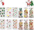 EatnMgan 180Pcs Christmas Cellophane Treat Bags,Santa Claus Goodie Candy,Cellophane Bags,Xmas Party Favors Bags Cellophane Candy bags with 200Pcs Twist Ties for Christmas Party Supplies