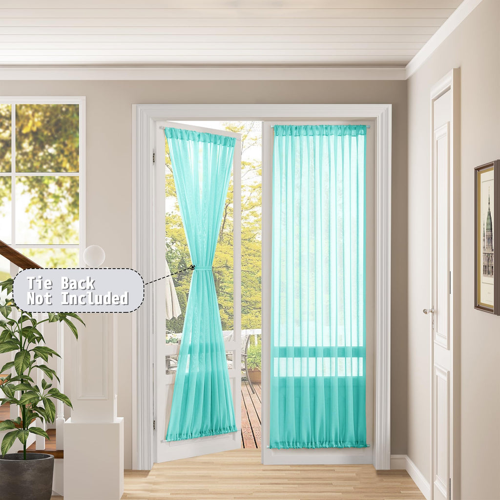 Sheer Door Curtain Closet Linen Textured Curtain Sheers Doorway Light Filtering Voile French Door Rod Pocket Curtains Patio Glass Doors