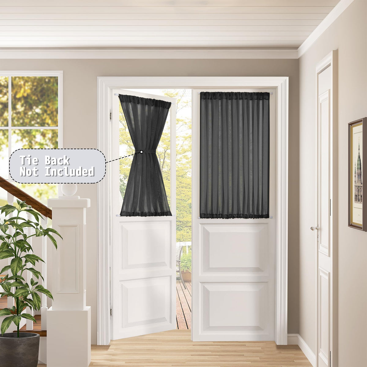 Sheer Door Curtains Closet Linen Textured Curtain Sheers Doorway Light Filtering Voile French Doors Rod Pocket Curtains Patio Glass Door