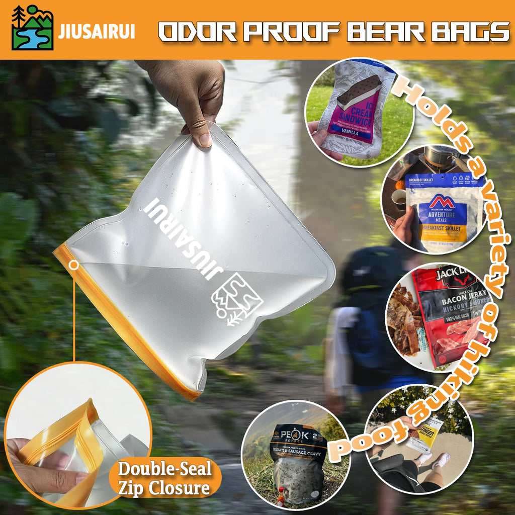 JIUSAIRUI Odor Proof Bear Bags for Food Backpacking: 5Pack Reusable Bear Proof Food Storage Designed to Use with Bear Canister for Backpacking fit Camping Hiking Water Sports