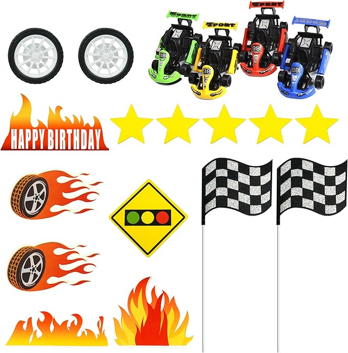 Racing Car Cake Toppers Car Truck Cake Decorations for Man Birthday Racing Car Theme Birthday Supplies (Style 1)