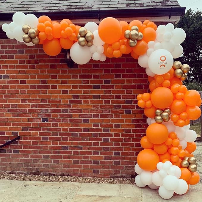 Bright Orange Balloons 110 Pcs - Orange Balloon Garland Arch Kit - 5/10/12/18 Inch Matte Latex - Different Sizes for Baby Shower, Birthday, Halloween, Thanksgiving Party & Fall Decorations