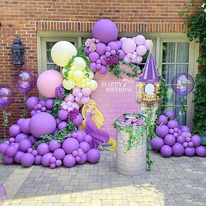 FOTIOMRG 110pcs Purple Balloon Garland Arch Kit, 18 12 10 5 inch Purple Latex Balloons Different Sizes Pack for Birthday Graduation Baby Shower Halloween Wedding Party Decorations