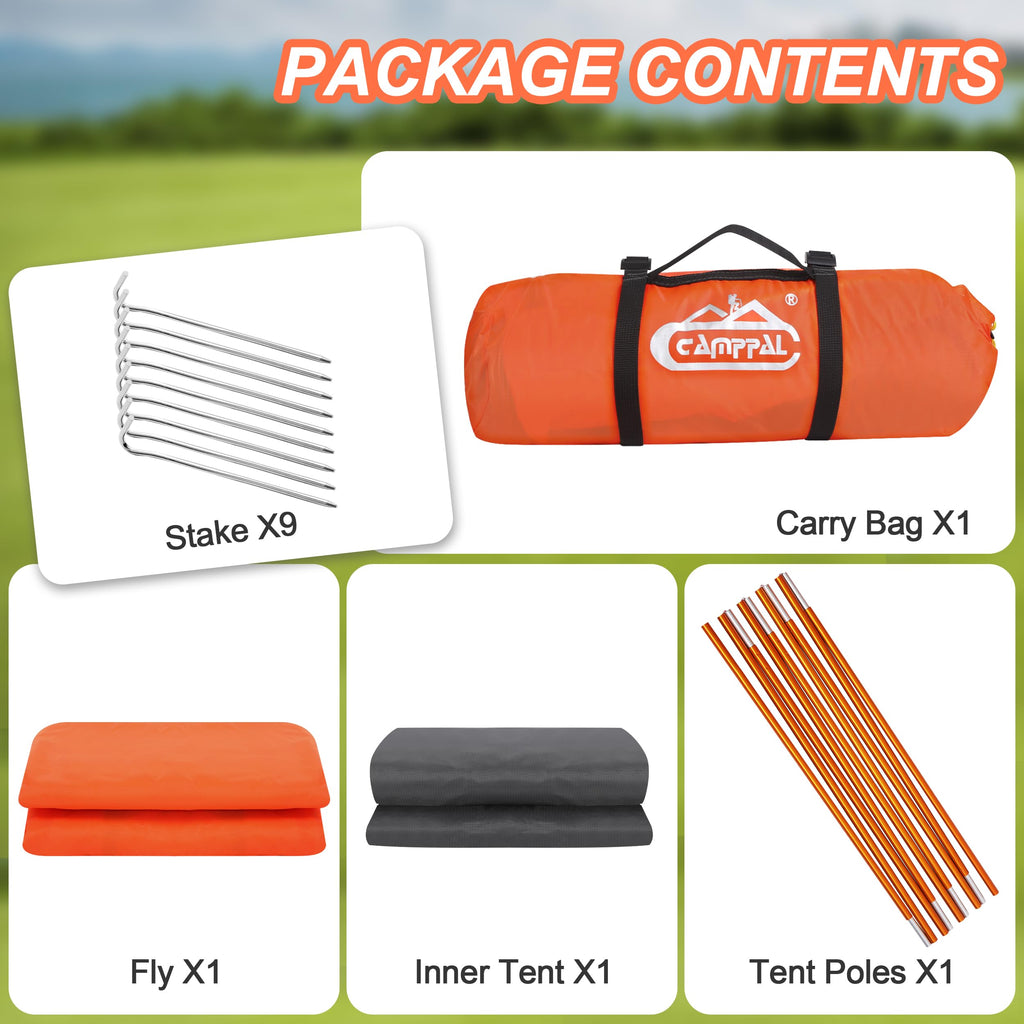 camppal 1 Person Tent for Camping Hiking Mountain Hunting Backpacking Tents 4 Season Resistance to Windproof Rainproof and Waterproof