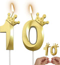 The Number 10 Gold Birthday Candles for Cake is Beautiful Number Candles for 10th Birthday Decorations for Man and Women(Gold-10, Crown)