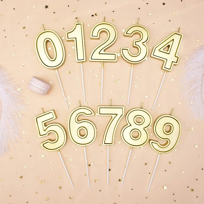 PHD CAKE 2.76 Inch Luxe Gold 3 Number Birthday Candles, Gold Number Candles, Cake Number Candles, Party Celebration