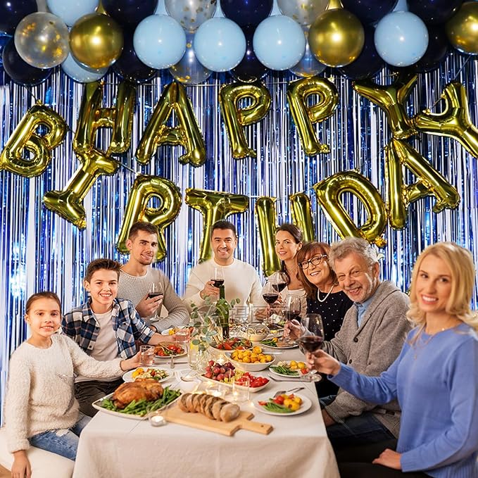 30th Birthday Decorations for Him 30 Balloon Numbers 30th Birthday Banner Blue Streamers Mens 30th Birthday Decorations