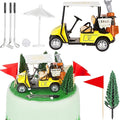Leitee 21 Pcs Golf Cake Topper Cake Decoration Cupcake Topper Include Mini Cart Red Flag Ball Green Tree Club Sun Umbrella for Golf Themed Birthday(Yellow,Classic)