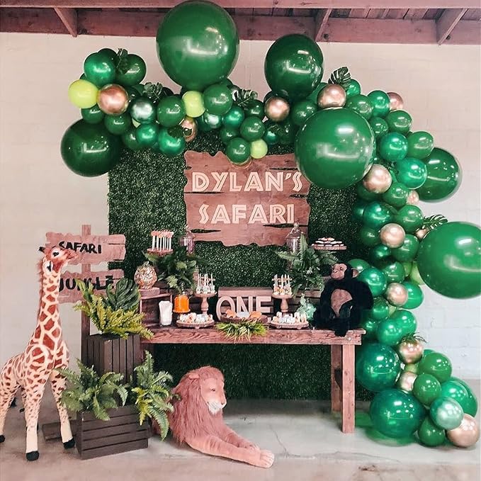 FOTIOMRG 110pcs Dark Green Balloon Garland Arch Kit, 18 12 10 5 inch Dark Green Latex Balloons Different Sizes Pack for Birthday Graduation Baby Shower Jungle Christmas Party Decorations