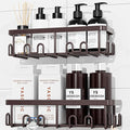 YASONIC Shower Caddy Adhesive 2-Pack, Rustproof Shower Organizer with Holder, No-Drill Shower Shelves for Inside the Shower, Large-Capacity Bathroom Organizers and Storage for Dorms & Renters, Bronze
